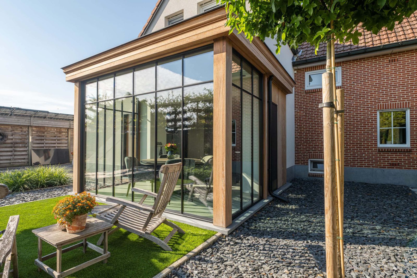 Steellook-hout veranda op maat